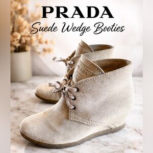 Prada Sport Desert Hidden Wedge Heel Boot Women’s 6.5 Linea Rossa Designer Suede